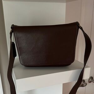 Coach Dark Brown Leather Messenger Bag